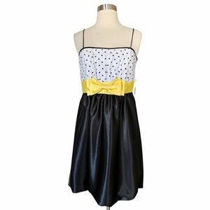 JESSICA MCCLINTOCK VINTAGE Mini Cocktail Dress Black Color Block Satin 9 Small